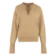 Hugo Boss Räfflad Alpackablandningströja Beige, Dam