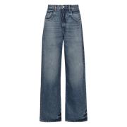 Icon Denim Slitna Wide-Leg Jeans Blue, Dam