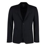 Ermenegildo Zegna Ull Revers Krage Jacka med Fickor Blue, Herr