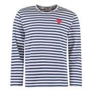 Comme des Garçons Play Randig bomullst-shirt med logopatch Multicolor,...