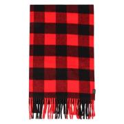 Woolrich Frayed Hem Wool Blend Scarf Red, Herr