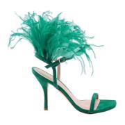 Stuart Weitzman Lyxiga Mocka Högklackade Sandaler Green, Dam