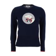 Thom Browne Intarsia Crewneck Merino Ulltröja Blue, Dam