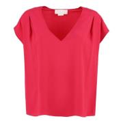 Genny Silkesplisserad Blus Pink, Dam