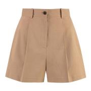 PINKO Leende Linneblandade Shorts Brown, Dam