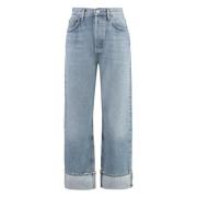 Agolde Slitna Fran straight leg jeans Blue, Dam