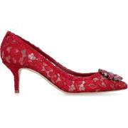 Dolce & Gabbana Spetsig Blompump Red, Dam