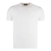 Paul & Shark Räfflad Bomull Crew-Neck T-shirt White, Herr