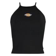 Dickies Logo Print Bomull Crop Top Black, Dam