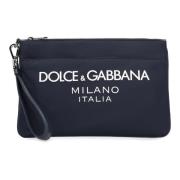 Dolce & Gabbana Nylonpåse med Läderdetaljer Blue, Herr