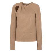 Stella McCartney Cashmere Tröja med Utskurna Framdetaljer Beige, Dam