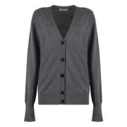 Jil Sander Lyxig Cashmere Cardigan med Ribbed Kanter Gray, Dam