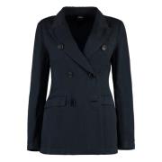 Aspesi Linne Bomull Blazer Blue, Dam