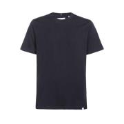 Les Deux Bomull Ribbad Crew T-shirt Blue, Herr