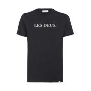 Les Deux Bomull Ribbad Crew-neck T-shirt Blue, Herr