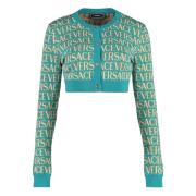 Versace Stickad Kofta med All-Over Motiv Multicolor, Dam