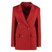 Victoria Beckham Dubbelknäppt Ullblazer Red, Dam