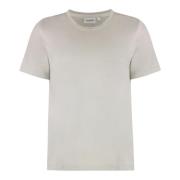 Calvin Klein Räfflad Bomull Crew-Neck T-shirt Gray, Dam