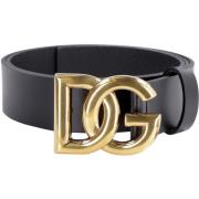 Dolce & Gabbana Läderbälte med DG-spänne Black, Herr