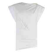 Isabel Marant Étoile Bomull Draperad T-shirt White, Dam