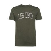 Les Deux Räfflad bomull T-shirt Gray, Herr