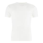 Maison Margiela Räfflad Bomullstickad T-shirt White, Herr