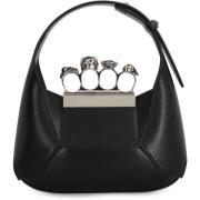 Alexander McQueen Kristall Ring Mini Hobo Väska Black, Dam