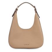 Michael Kors Kornigt läder Hobo väska med handtag Beige, Dam