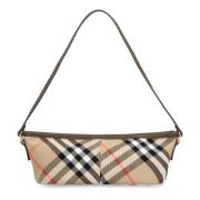 Burberry Check Mini Axelväska med Läderdetaljer Beige, Dam