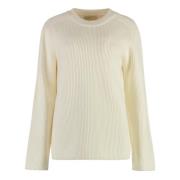 Michael Kors Räfflad Merinoull Crew-Neck Sweater Beige, Dam