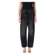 R13 Svarta Crossover Jeans med Asymmetriska Detaljer Black, Dam