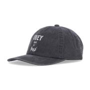 Obey Böjd skärm svart bomullkeps Black, Unisex