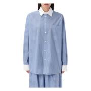 Marni Blårandig Oversized Skjorta Blue, Dam