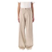 Haikure Hasselnöt Wide-Leg Jeans Beige, Dam