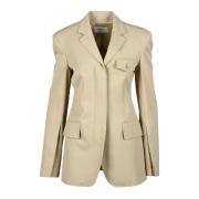 Sportmax Stilig jacka i viskos bomullsblandning Beige, Dam