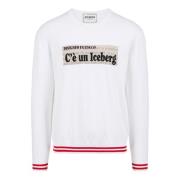 Iceberg Vit rundhalsad bomullströja med jacquardmönster White, Herr