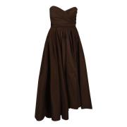 Pinko Geometriska Volymer Taffeta Klänning Brown, Dam