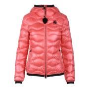 Blauer Nylon Pufferjacka Pink, Dam