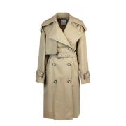 Sportmax Beige Bomull Trench Coat Beige, Dam