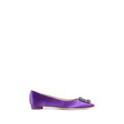 Manolo Blahnik Lila Satin Kristallspänne Klackar Purple, Dam