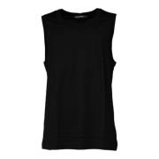 Dolce & Gabbana Svart Bomull Ärmlös Rund Hals Tank Black, Herr