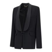 Victoria Beckham Lyxig Svart Siden-Blandning Blazer Black, Dam