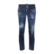 Dsquared2 Utsvängda Crop Jeans Blue, Dam