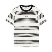 Msgm Vit Logotyp Broderad T-shirt Polo Multicolor, Dam