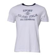 Dolce & Gabbana Vit Grafisk Tryck Bomull T-shirt White, Herr