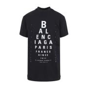 Balenciaga Tvättad Svart Vit Oversized T-Shirt Black, Herr