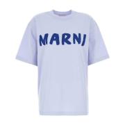 Marni Oversize Pulverblå Bomull T-shirt Blue, Dam