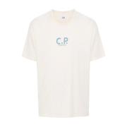 C.p. Company Logo Print T-Shirt Beige, Herr