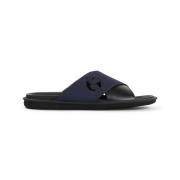 Giorgio Armani Nattsvart Cross Slide Sandaler Black, Herr