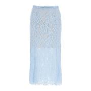 Self Portrait Floral Lace Sequin Midi Skirt Blue, Dam